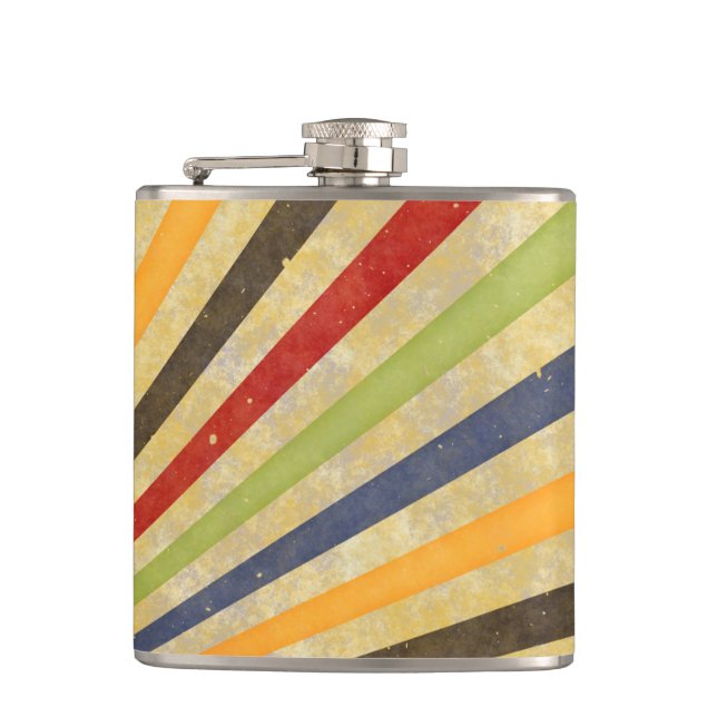 Funny Retro Grunge Rays + your idea Hip Flask (Front)