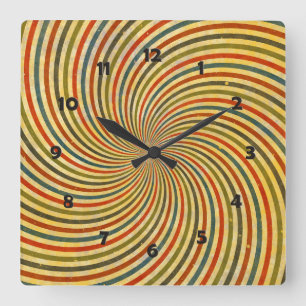 Funny Retro Grunge Swirl + your idea Square Wall Clock