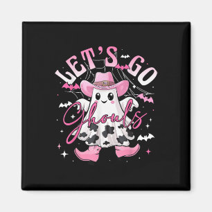 Funny Retro Halloween Let’s Go Ghouls Western Cowg Magnet