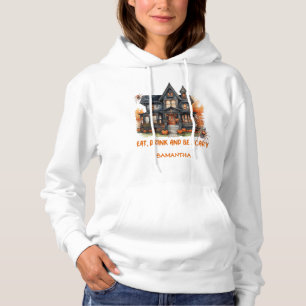 Funny retro Halloween spooky haunted house Hoodie