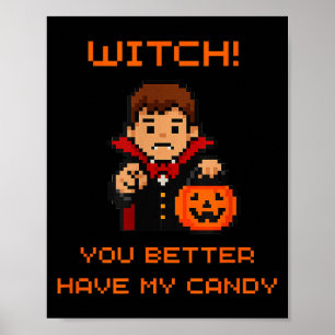 Funny Retro Halloween Trick Or Treat  Poster