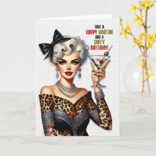 Funny Retro Happy Martini Dirty Birthday Card