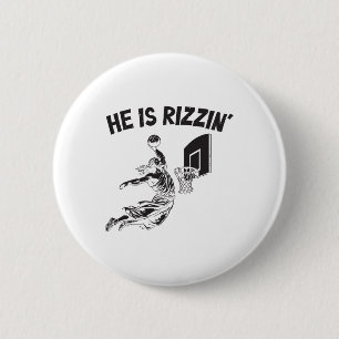 Funny Retro He Is Rizzin Christian Easter Playing 6 Cm Round Badge