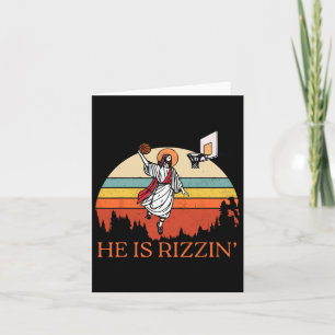 Funny Retro He Is Rizzin Christian Easter Playing Card