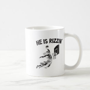 Funny Retro He Is Rizzin Christian Easter Playing Coffee Mug