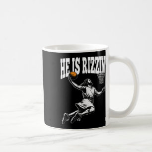 Funny Retro He Is Rizzin Christian Easter Playing  Coffee Mug