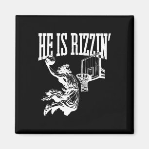 Funny Retro He Is Rizzin Christian Easter Playing Magnet
