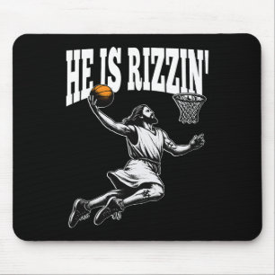 Funny Retro He Is Rizzin Christian Easter Playing  Mouse Pad
