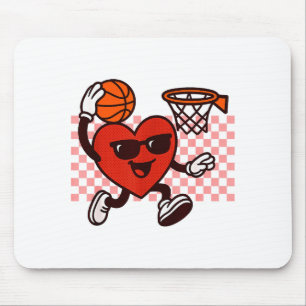 Funny Retro Heart Graphic Basketball Player Kids V Mouse Pad