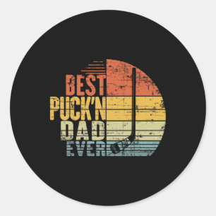 Funny Retro Hockey Dad - Best Puck'n Dad Ever Fath Classic Round Sticker