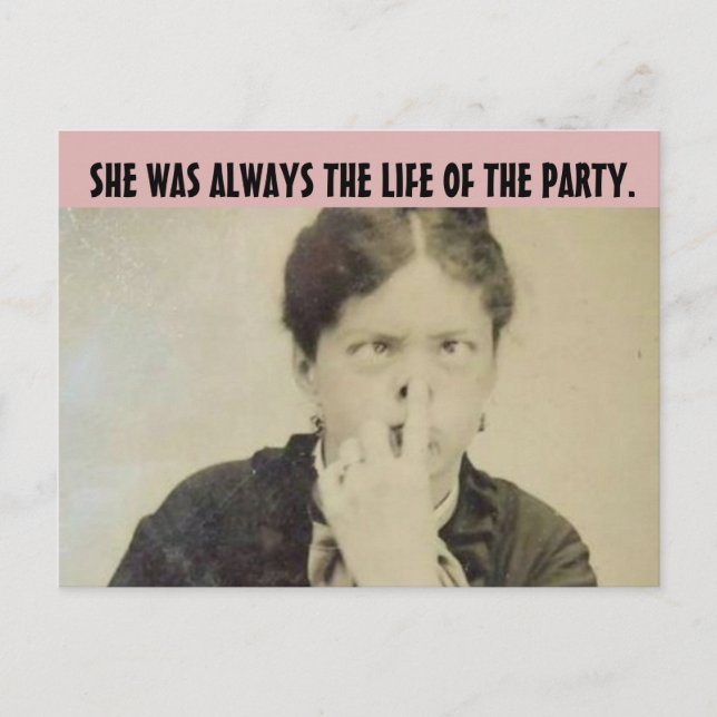 FUNNY RETRO HOUSEWIFE 'FUNNY FACE' Postcards (Front)