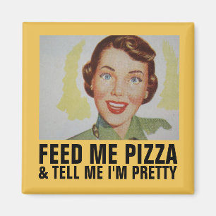 Funny Retro Housewife Magnets, Pizza Magnet