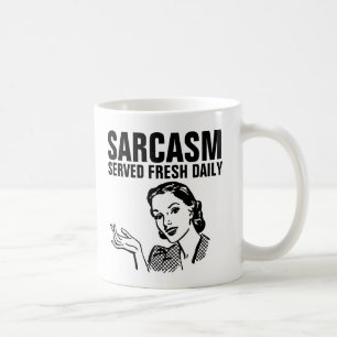 Funny Retro Housewife, SARCASM SERVED DAILY Coffee Mug
