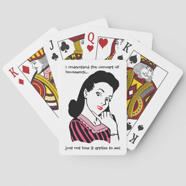 Funny Retro Housework Concept Playing Cards (Back)