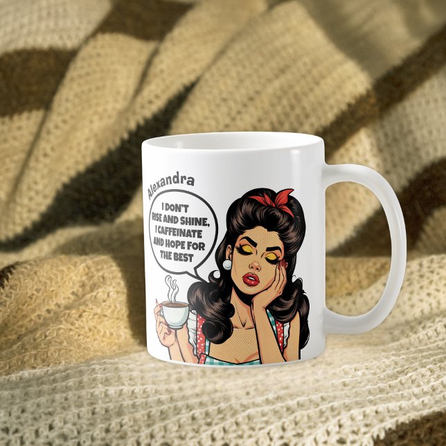 Funny Retro I Don't Rise and Shine Custom Name  Coffee Mug (Creator Uploaded)