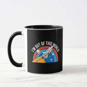 Funny Retro I’m Out Of This World Space Rocket Mug
