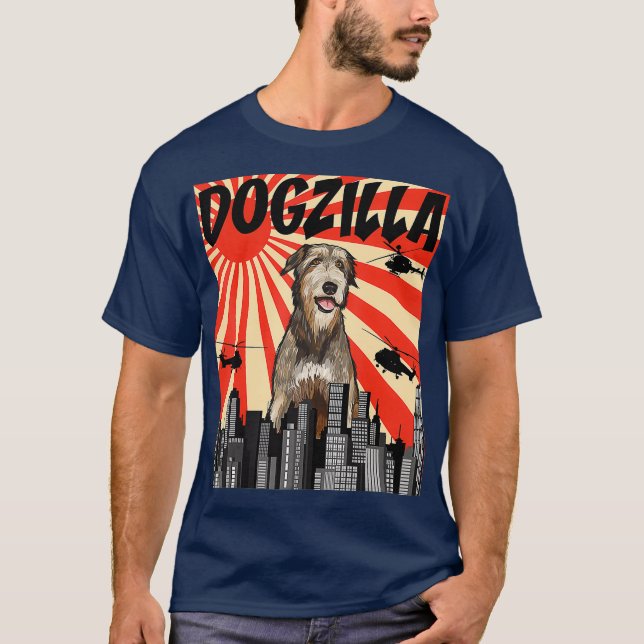Funny Retro Japanese Dogzilla Irish Wolfhound T-Shirt (Front)