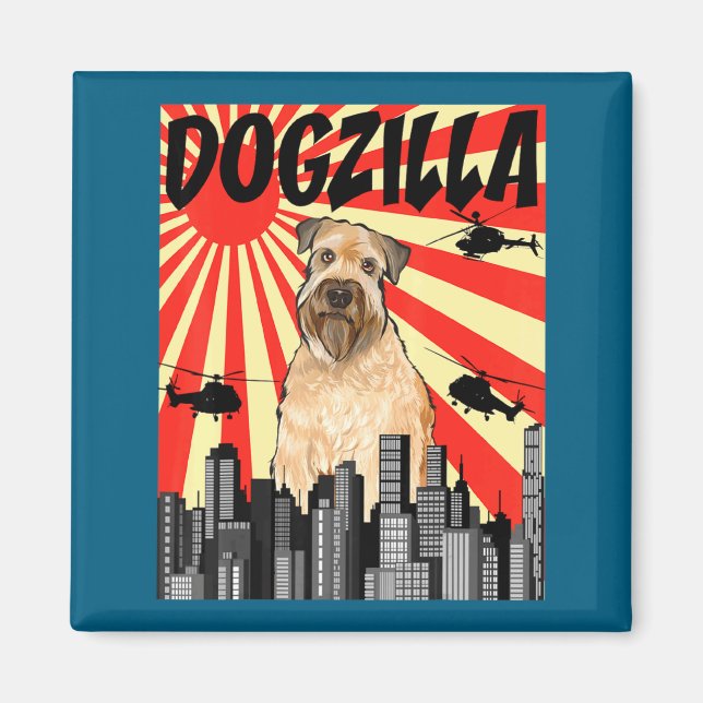 Funny Retro Japanese Dogzilla Soft Coated Wheaten  Magnet (Front)