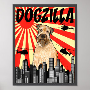 Funny Retro Japanese Dogzilla Soft Coated Wheaten  Poster