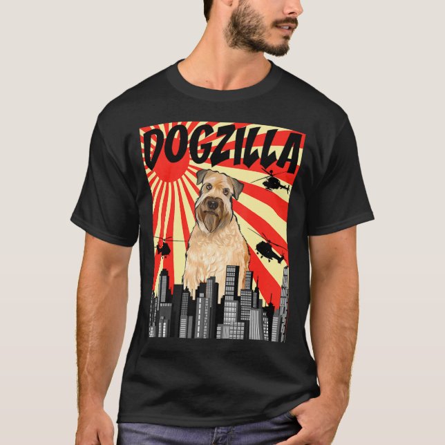 Funny Retro Japanese Dogzilla Soft Coated Wheaten  T-Shirt (Front)