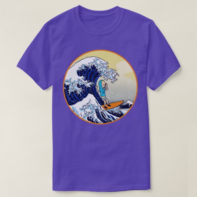 Funny Retro Japanese Great Wave Of Kanagawa Funny  T-Shirt (Design Front)