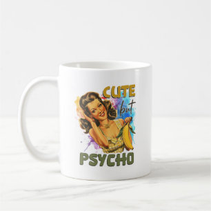 Funny retro lady add monogram  coffee mug