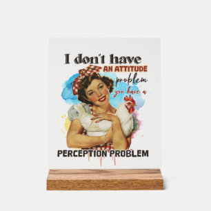 Funny retro lady word art acrylic sign