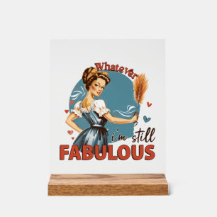 Funny retro lady word art  acrylic sign