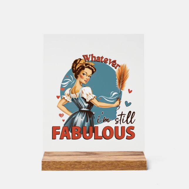 Funny retro lady word art  acrylic sign (Front)