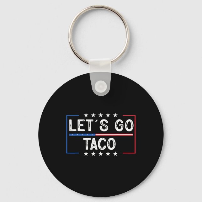 Funny Retro Let's Go Taco  Key Ring (Front)