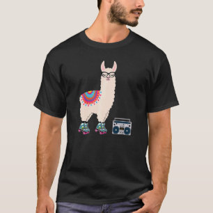 Funny Retro Llama Roller Skate Derby 70s 80s Cute T-Shirt