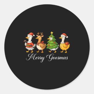 Funny Retro Merry Goosemas Christmas Silly Goose X Classic Round Sticker
