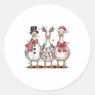 Funny Retro Merry Goosemas Christmas Silly Goose X Classic Round Sticker