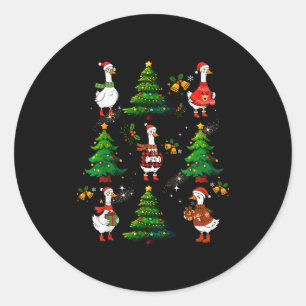 Funny Retro Merry Goosemas Christmas Silly Goose X Classic Round Sticker