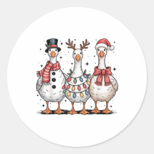 Funny Retro Merry Goosemas Christmas Silly Goose X Classic Round Sticker