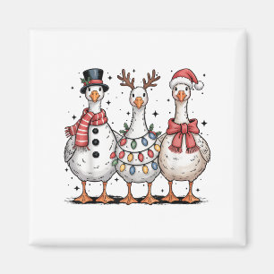Funny Retro Merry Goosemas Christmas Silly Goose X Magnet