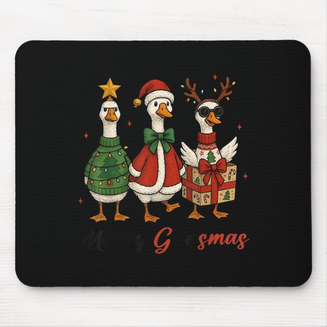 Funny Retro Merry Goosemas Christmas Silly Goose X Mouse Pad (Front)