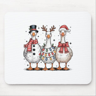 Funny Retro Merry Goosemas Christmas Silly Goose X Mouse Pad