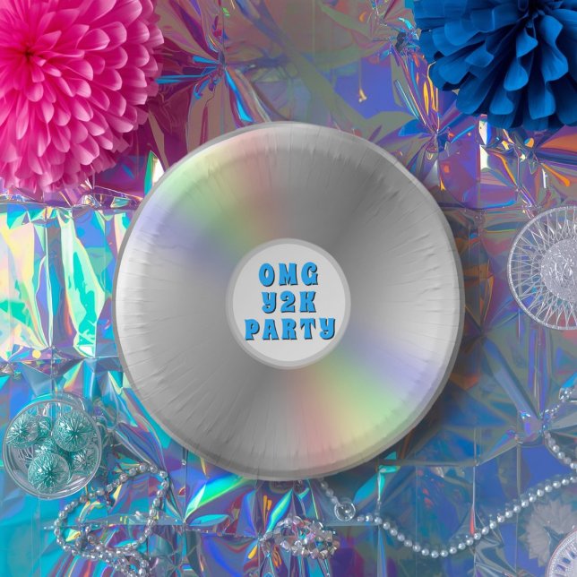 Funny Retro Music CD Disc Y2K Party Paper Bowls Plate (A fun retro music cd inspired paper bowls with space for your text)