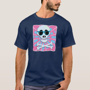 Funny Retro New Wave Skull Design T-Shirt