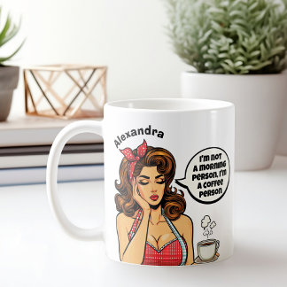 Funny Retro Not a Morning Person Custom Name Coffee Mug