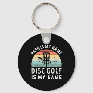 Funny Retro Papa Disc Golf Is My Game Father's Day Key Ring