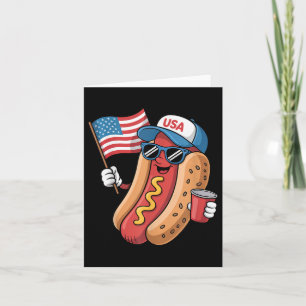 Funny Retro Patriotic 4th Of July Hotdog American Card