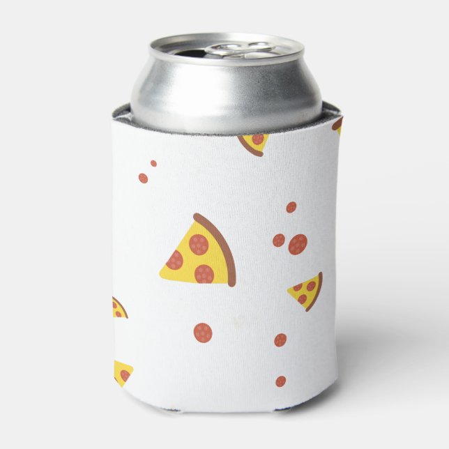 Funny Retro Pepperoni Pizza Minimalist Pattern Can Cooler (Can Front)