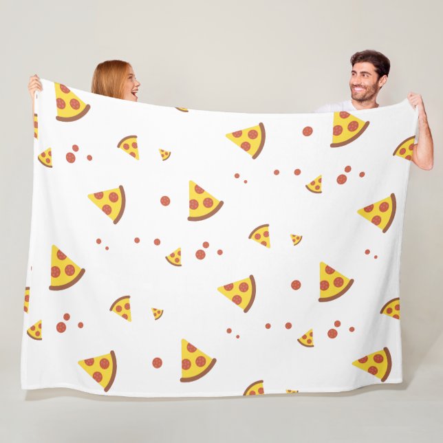 Funny Retro Pepperoni Pizza Minimalist Pattern Fleece Blanket (In Situ)