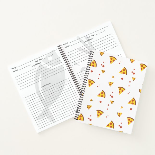 Funny Retro Pepperoni Pizza Minimalist Pattern Notebook (Inside)
