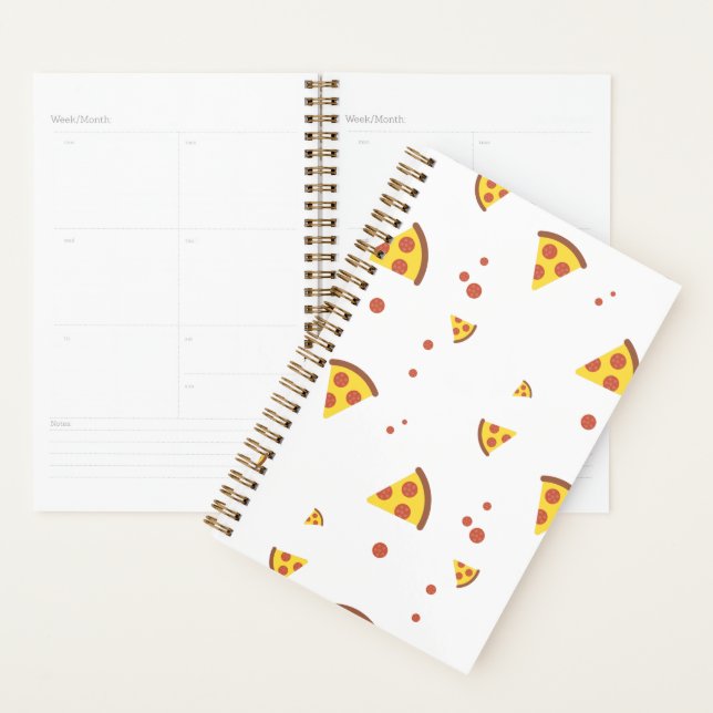 Funny Retro Pepperoni Pizza Minimalist Pattern Planner (Display)