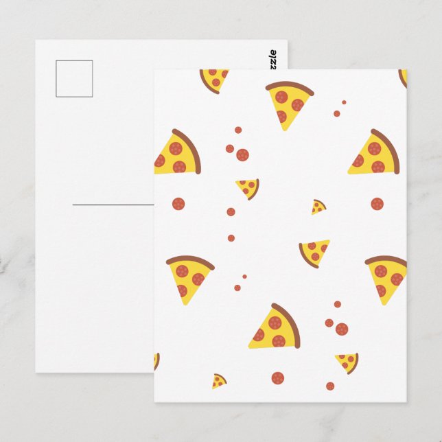 Funny Retro Pepperoni Pizza Minimalist Pattern Postcard (Front/Back)
