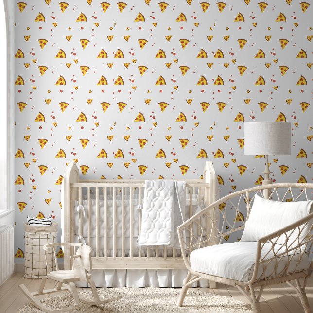 Funny Retro Pepperoni Pizza Minimalist Pattern Wallpaper (Kids)