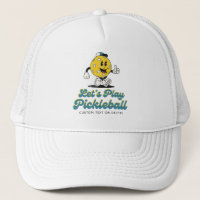 Funny Retro Pickleball Cartoon Mascot Custom Text